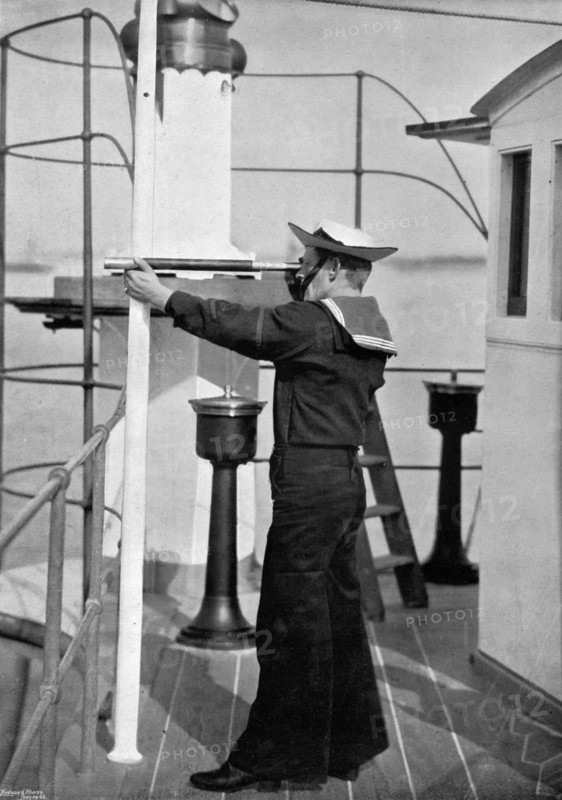 A look-out on the bridge of a British warship, 1896.Artist: Gregory & Co