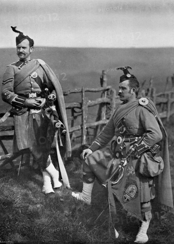 Pipe-Major Reith and Corporal-Piper Reith of the London Scottish, 1896.Artist: Gregory & Co