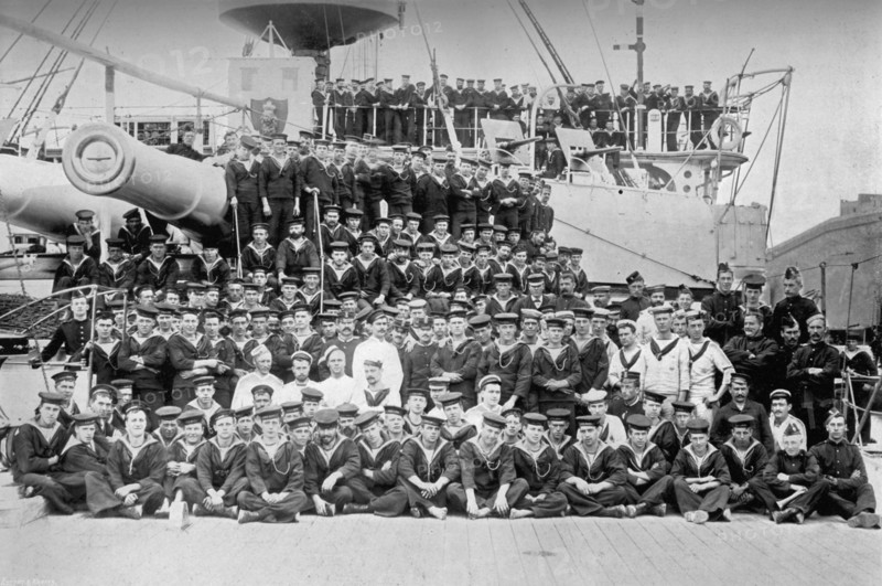 The company of the battleship HMS 'Howe', 1896. Artist: R Ellis