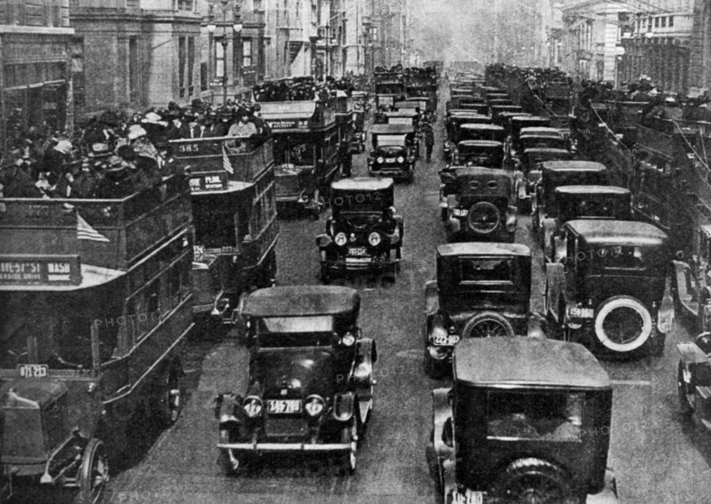 Traffic on 5th Avenue as seen from a control tower, New York City, USA, c1930s.Artist: Ewing Galloway