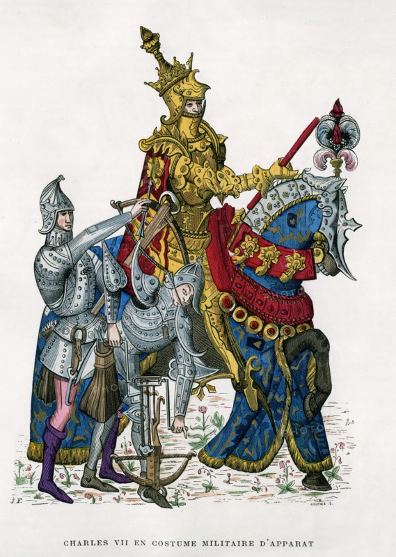 Charles VII, King of France, on horseback in full armour, 15th century (1882-1884).Artist: Gautier