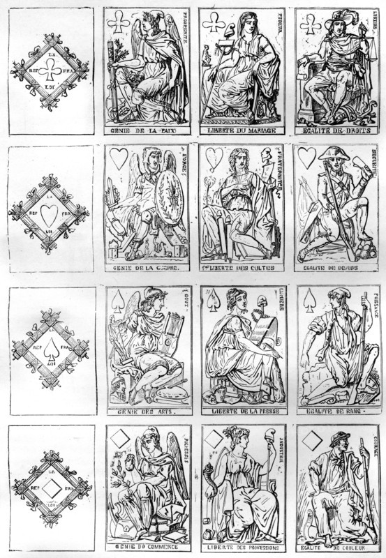 Playing cards of the French Republic, 1790 (1882-1884). Artist: Unknown