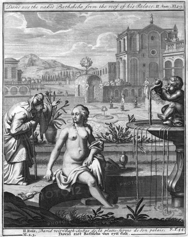 'David sees the naked Bathsheba from the roof of his palace'. Artist: Unknown