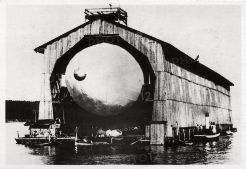 Zeppelin LZ1 in a floating hanger at Manzell, Friedrichshafen, Germany, 1900, (1933). Artist: Unknown