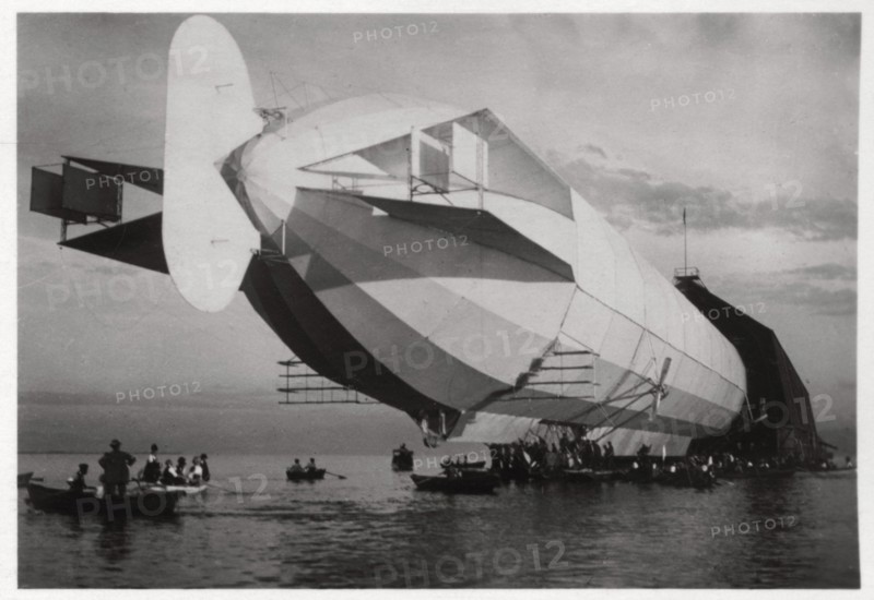 LZ 6 entering a floating hanger, Halle, Germany, c1909-1910 (1933). Artist: Unknown
