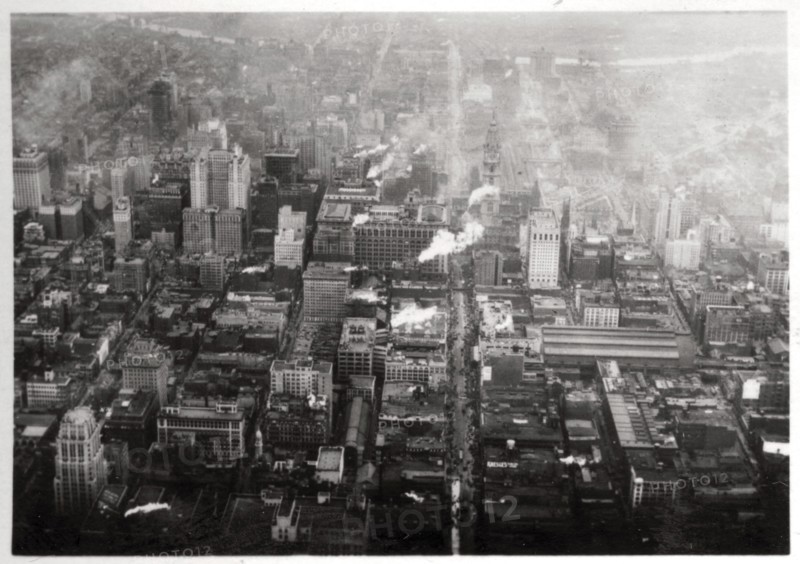Aerial view of Philadelphia, Pennsylvania, USA, from a Zeppelin, 1928 (1933). Artist: Unknown
