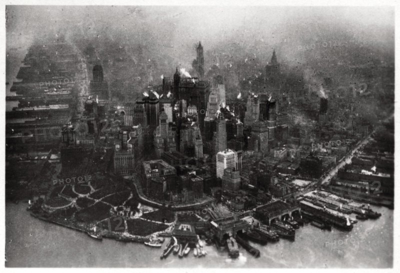 Aerial view of Manhattan, New York City, USA, from a Zeppelin, 1928 (1933). Artist: Unknown