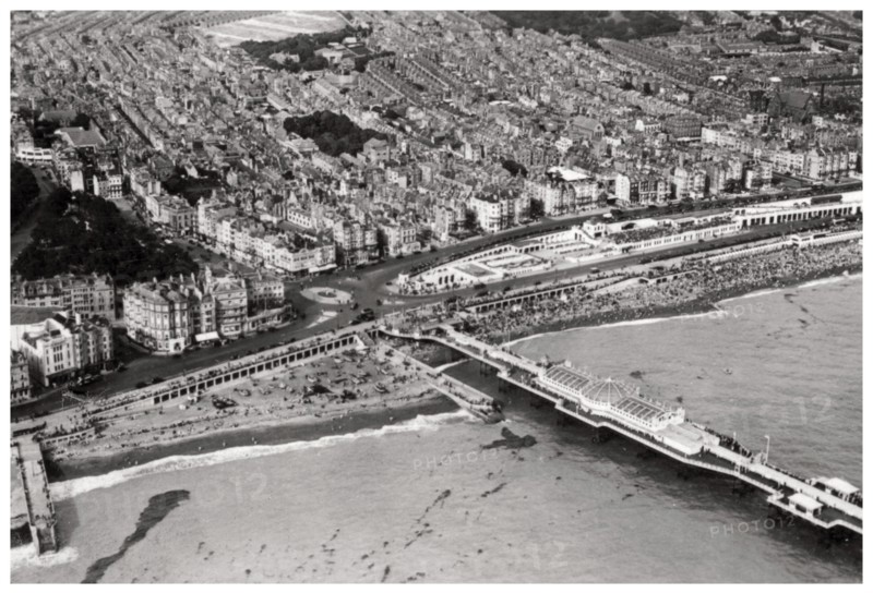 Aerial view of Brighton, Sussex, from a Zeppelin, 1931 (1933). Artist: Unknown