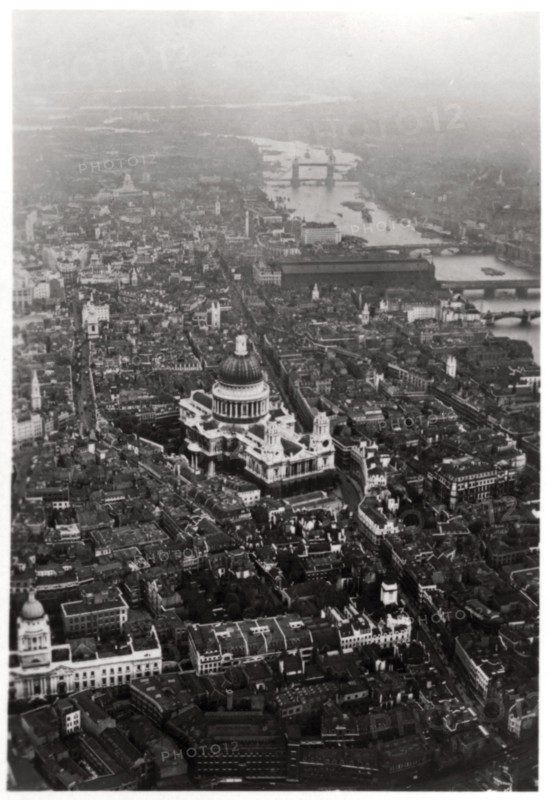 Aerial view of St Paul's Cathedral, London, from a Zeppelin, 1931 (1933). Artist: Unknown
