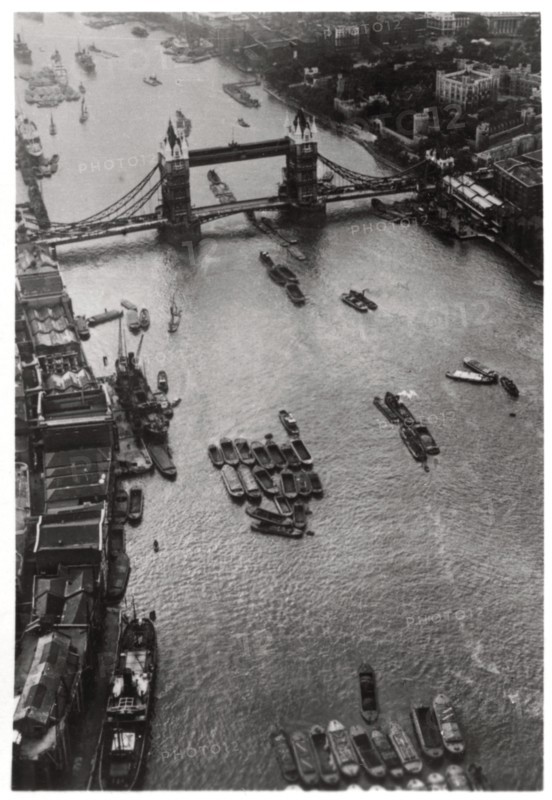 Aerial view of Tower Bridge, London, from a Zeppelin, 1931 (1933). Artist: Unknown