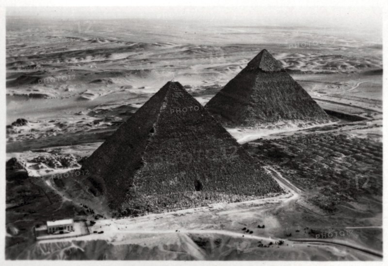 Aerial view of the Pyramids of Giza, Egypt, from a Zeppelin, 1931 (1933). Artist: Unknown
