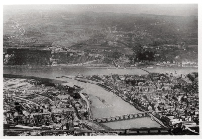 Aerial view of Koblenz, Rhine-Palantinate, Germany, from a Zeppelin, c1931 (1933). Artist: Unknown
