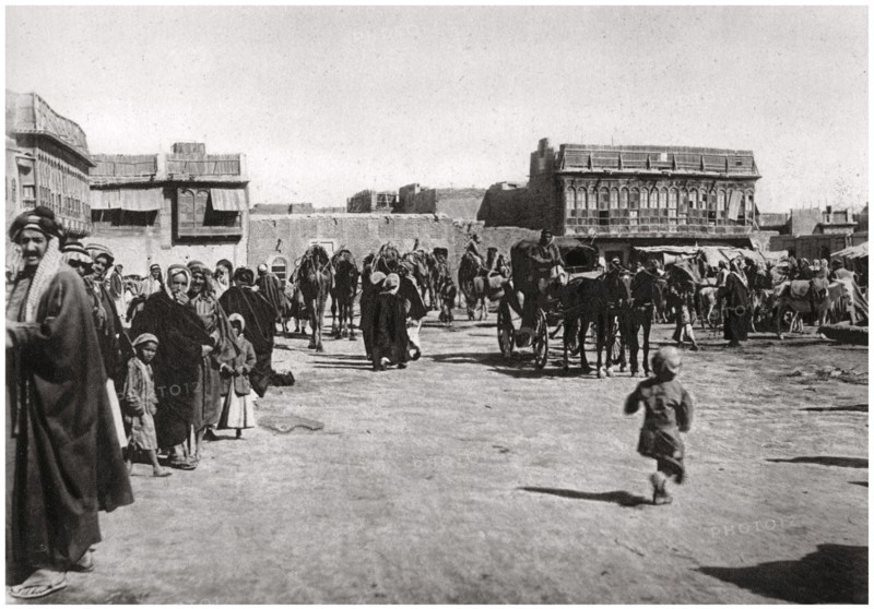 The bazaar square in Basra, Iraq, 1925. Artist: A Kerim