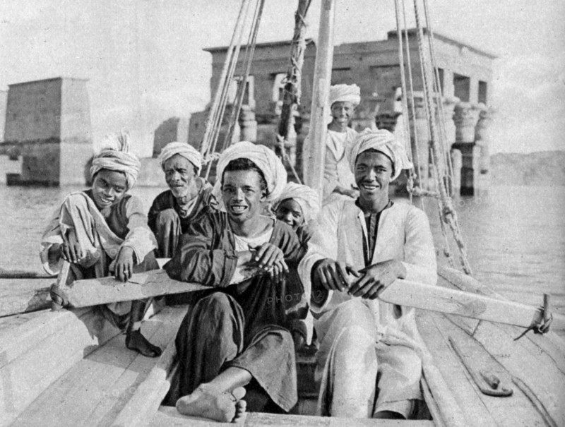 Berberin boatmen, flooded isle of Philae, Egypt, c1922. Artist: Donald McLeish