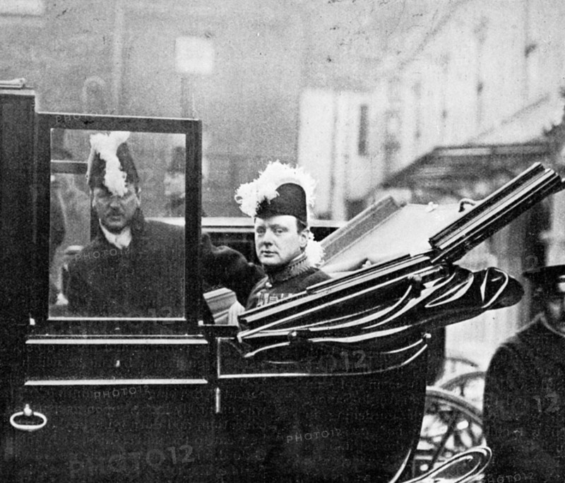 'The Privy Council, Winston Churchill Leaving the Palace. A Nation's Apprehension', 1910.Artist: Illustrations Bureau
