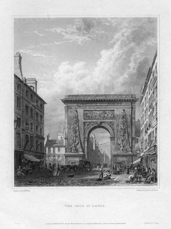 The Porte Saint-Denis, Paris, France, 1820. Artist: Henry Hobson