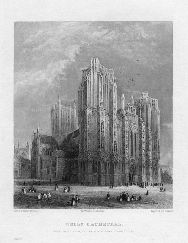 Wells Cathedral, Somerset, c1860. Artist: Benjamin Winkles