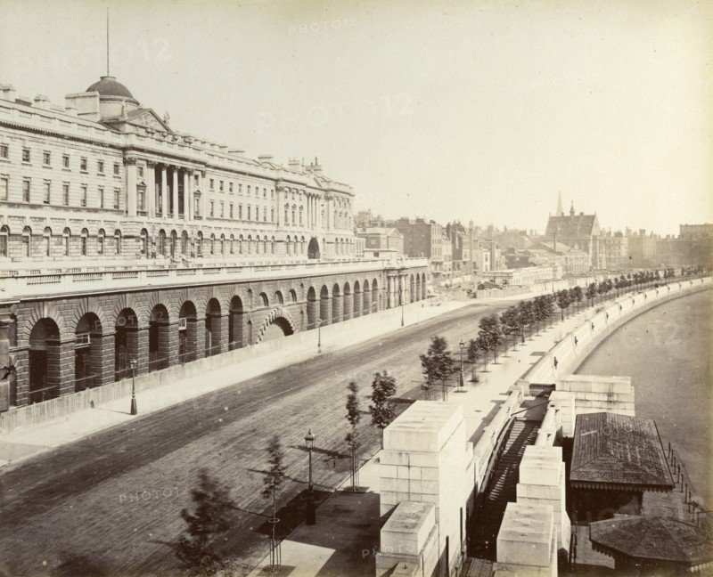Victoria Embankment, showing Somerset House, London, 1887. Artist: Unknown