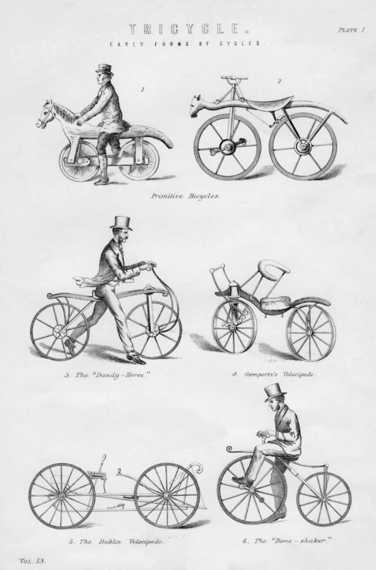 Early forms of cycles, 19th or 20th century. Artist: Unknown
