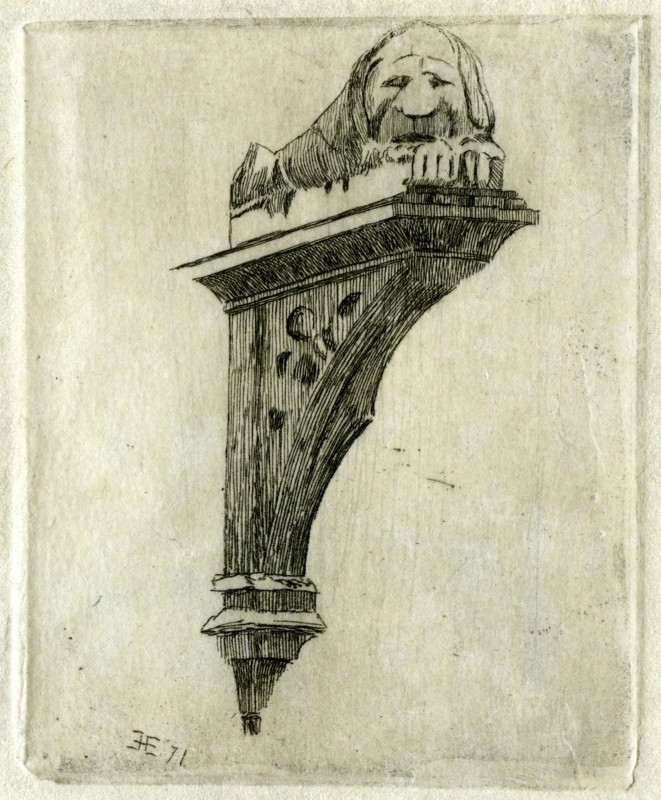 Sign of the Red Lion Inn, Glastonbury, Somerset, 1881.Artist: Edwin Edwards
