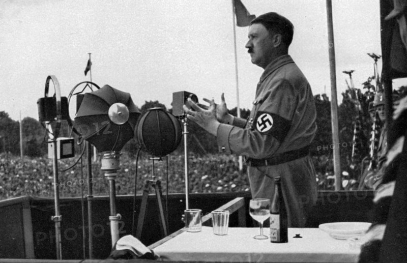 Adolf Hitler addressing the German people at the Nuremberg Rally, Germany, 1935. Artist: Unknown
