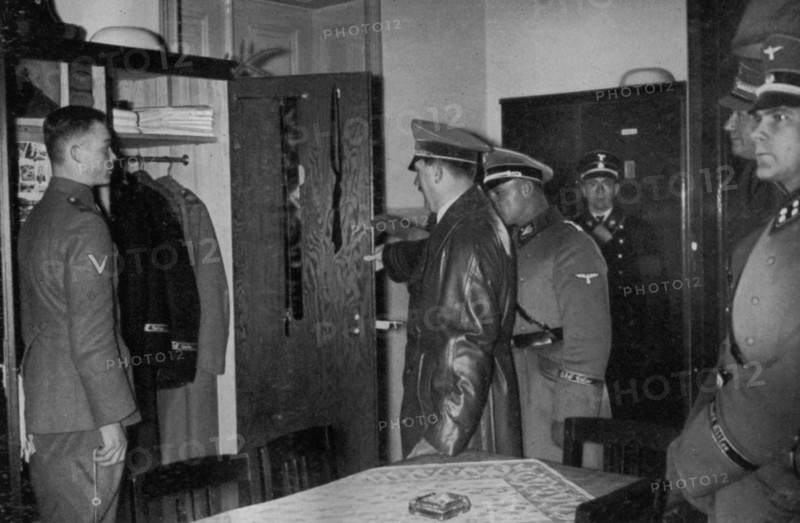 Adolf Hitler visiting the SS Leibstandarte Regiment, 1936. Artist: Unknown
