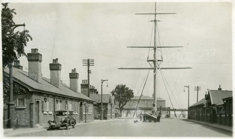 The quarterdeck, Royal Navy training establishment, Shotley, Suffolk, 1936. Artist: Unknown