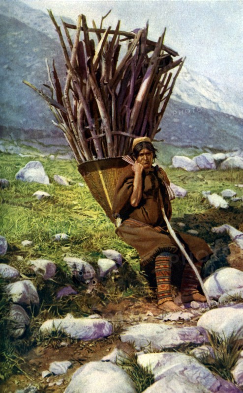 Woman with a load of wood, Afghanistan, c1924.Artist: Colonel JG Edwards