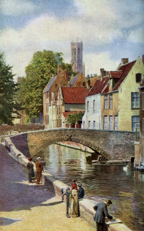Bridge and Green Quay, Bruges, Belgium, c1924.Artist: Horace W Nicholls