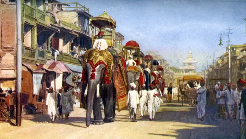 Gaekwar's state elephants, Manipuri Bazaar, Bombay, India, c1924. Artist: Unknown
