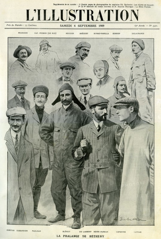 Famous aviators, cover of L'Illustration, 4 September 1909. Artist: Unknown