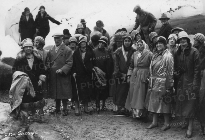 Group of tourists visiting Svartisen, northern Norway, 1929. Artist: Unknown