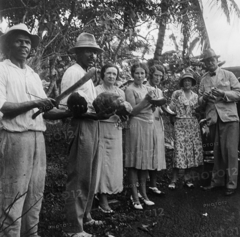 Tourists during a halt by the wayside, St Vincent, 1931. Artist: Unknown