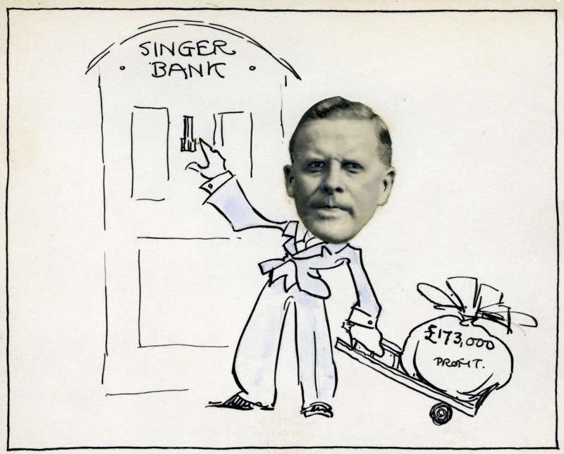 Cartoon of Managing Director William E Bullock, Singer & Company Ltd?. Artist: Unknown