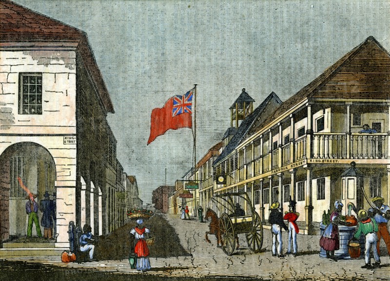 Junction of Harbour Street and King Street, Kingston, Jamaica, c1835. Artist: Unknown