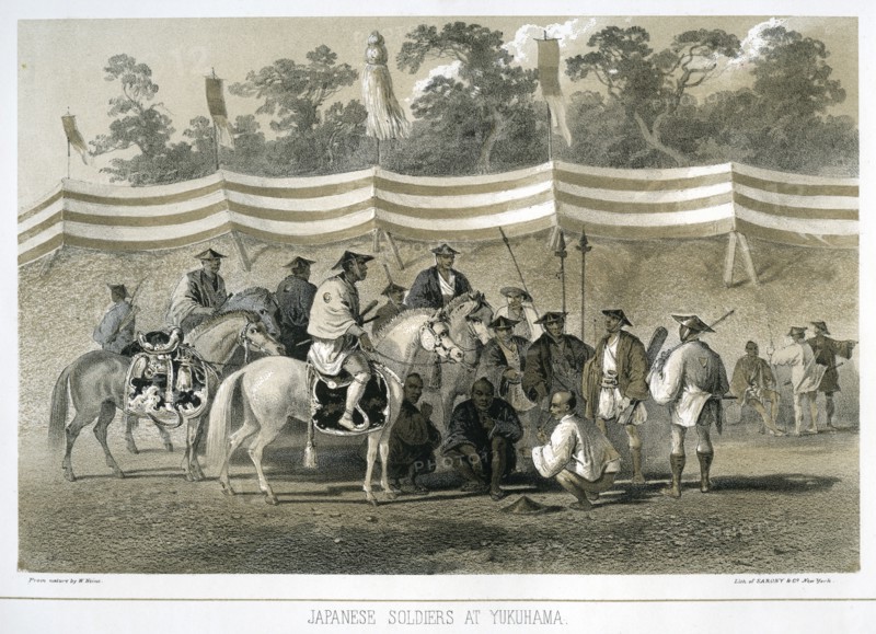 'Japanese soldiers at Yukuhama', Japan, c1845.  Creator: Sarony & Co.
