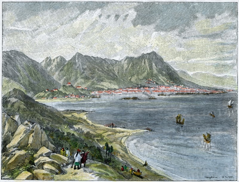 Victoria, Hong Kong, from the Chinese mainland, c1890. Artist: Unknown