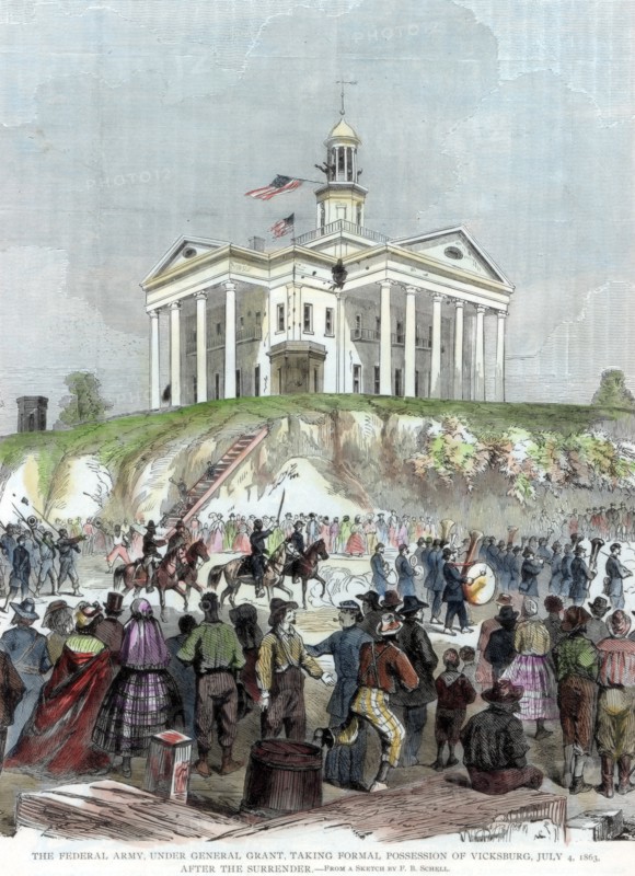 Capture of Vicksburg, Mississippi, by the Union army, American Civil War, 4 July 1863. Artist: Unknown
