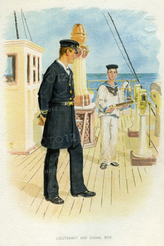 Royal Navy Lieutenant and signal boy, c1890-c1893. Artist: Unknown