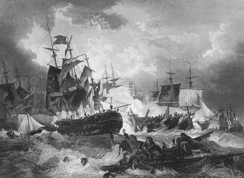 Admiral Duncan's victory over the Dutch fleet, North Sea, 11 October 1797, (c1857). Artist: J Rogers