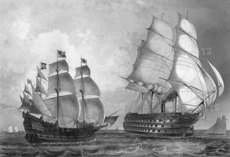 The 'Great Harry', man of war, the largest ship in the world during the reign of Henry VIII, c1857.Artist: T Sherratt
