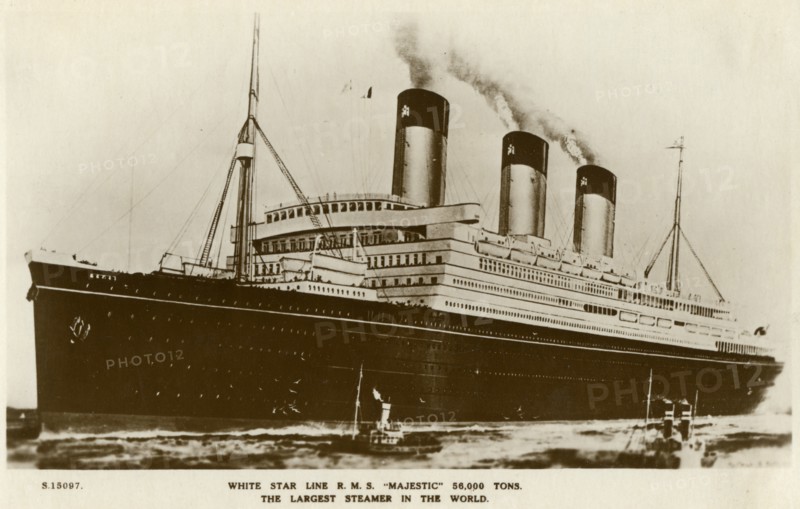RMS 'Majestic', White Star Line steamship, c1920s.Artist: Kingsway