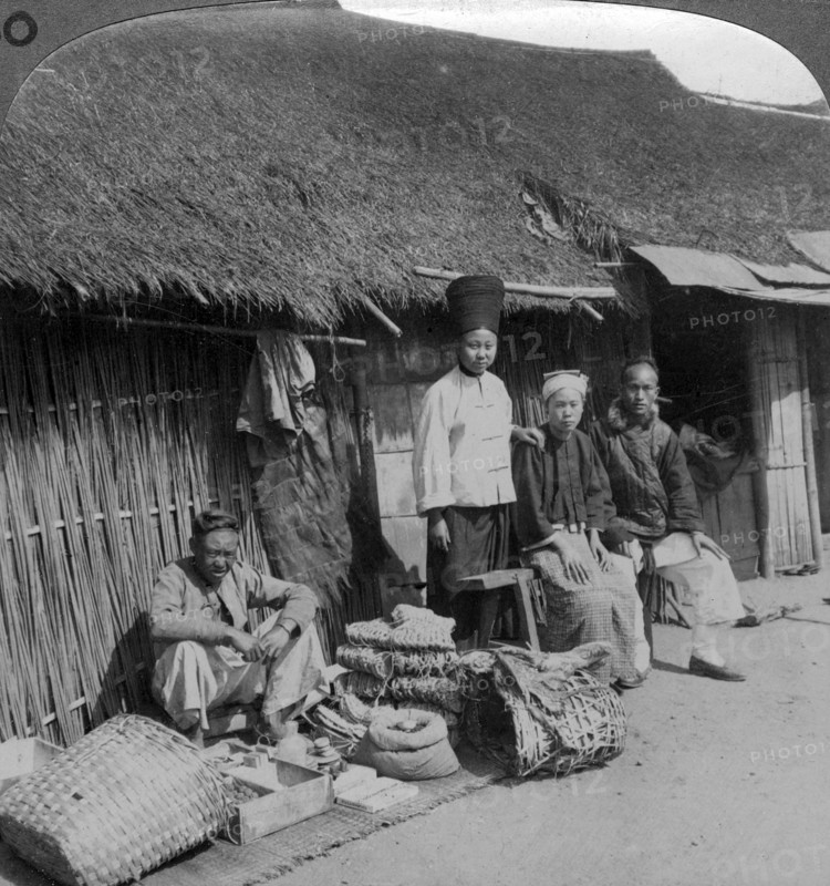 Native shop and customers, near Mogok, northern Burma, c1900s(?).Artist: Underwood & Underwood