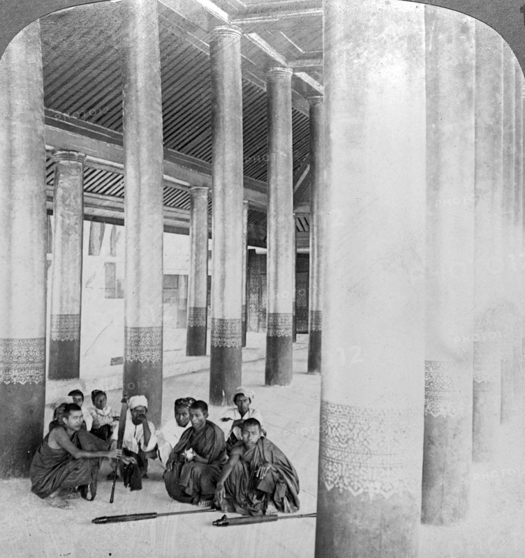 Inside the audience hall, Mandalay Palace, Burma, c1900s(?).Artist: Underwood & Underwood