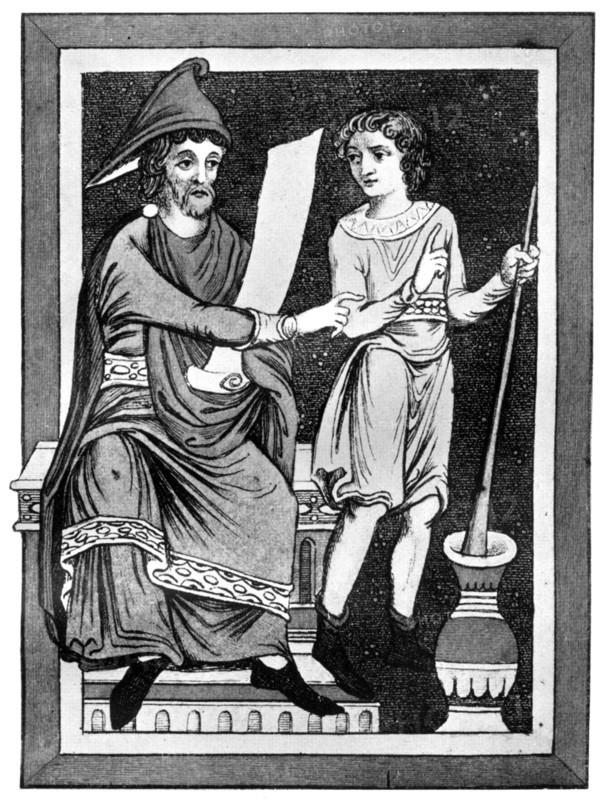 Doctor and servant, 13th century, (1910). Artist: Unknown