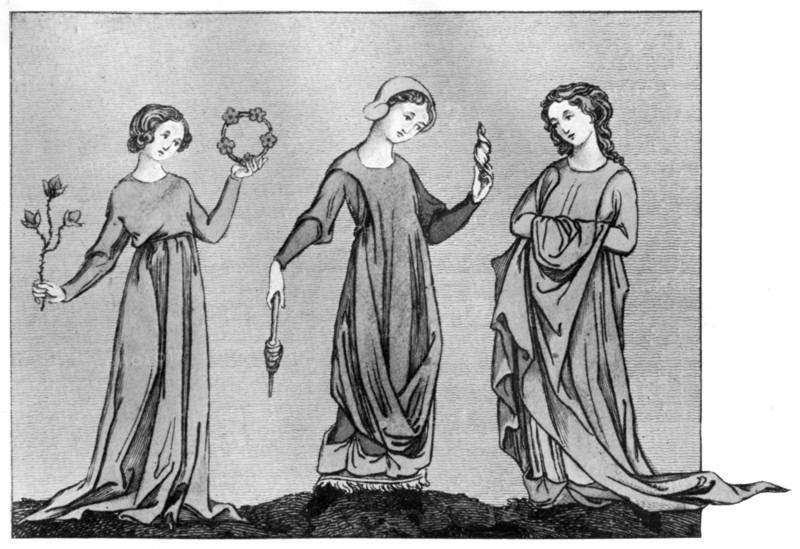Young girls, 13th century, (1910). Artist: Unknown