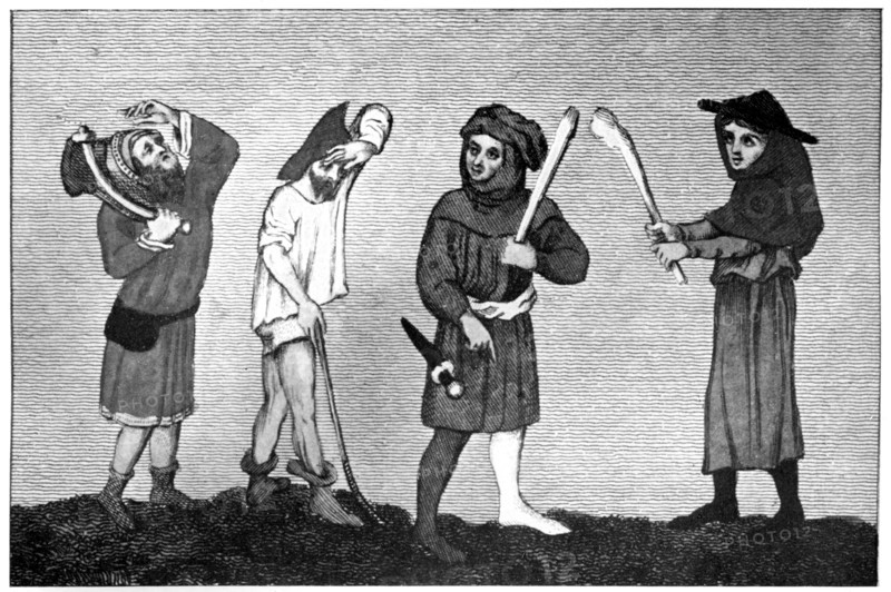 Artificers, 14th century, (1910). Artist: Unknown