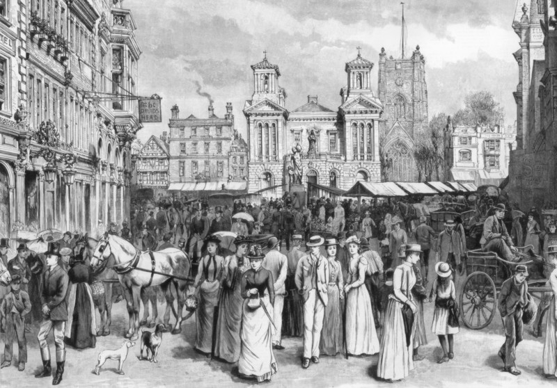 The market place, Kingston upon Thames, Surrey, 1890. Artist: Unknown