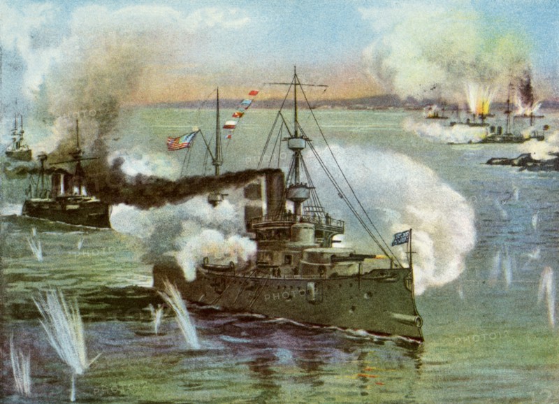 'The 'Olympia' at Manila', 1898. Artist: Unknown
