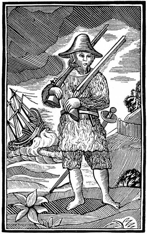 Robinson Crusoe, chapbook cut, 18th century (1964). Artist: Anon